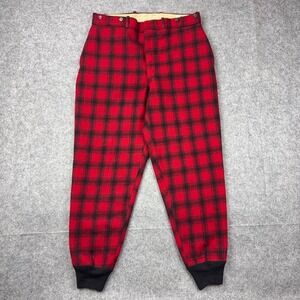 VTG Woolrich‎ Pants Mens 34x32 Red Buffalo Plaid Wool Quilted Hunting Insulated
